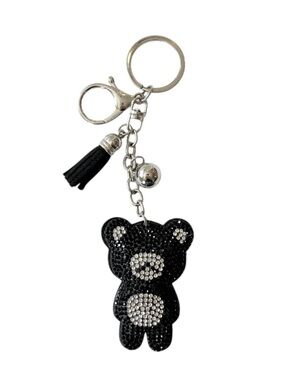 Crystal Rhinestone Bear Tassel Keychain Bag Charm